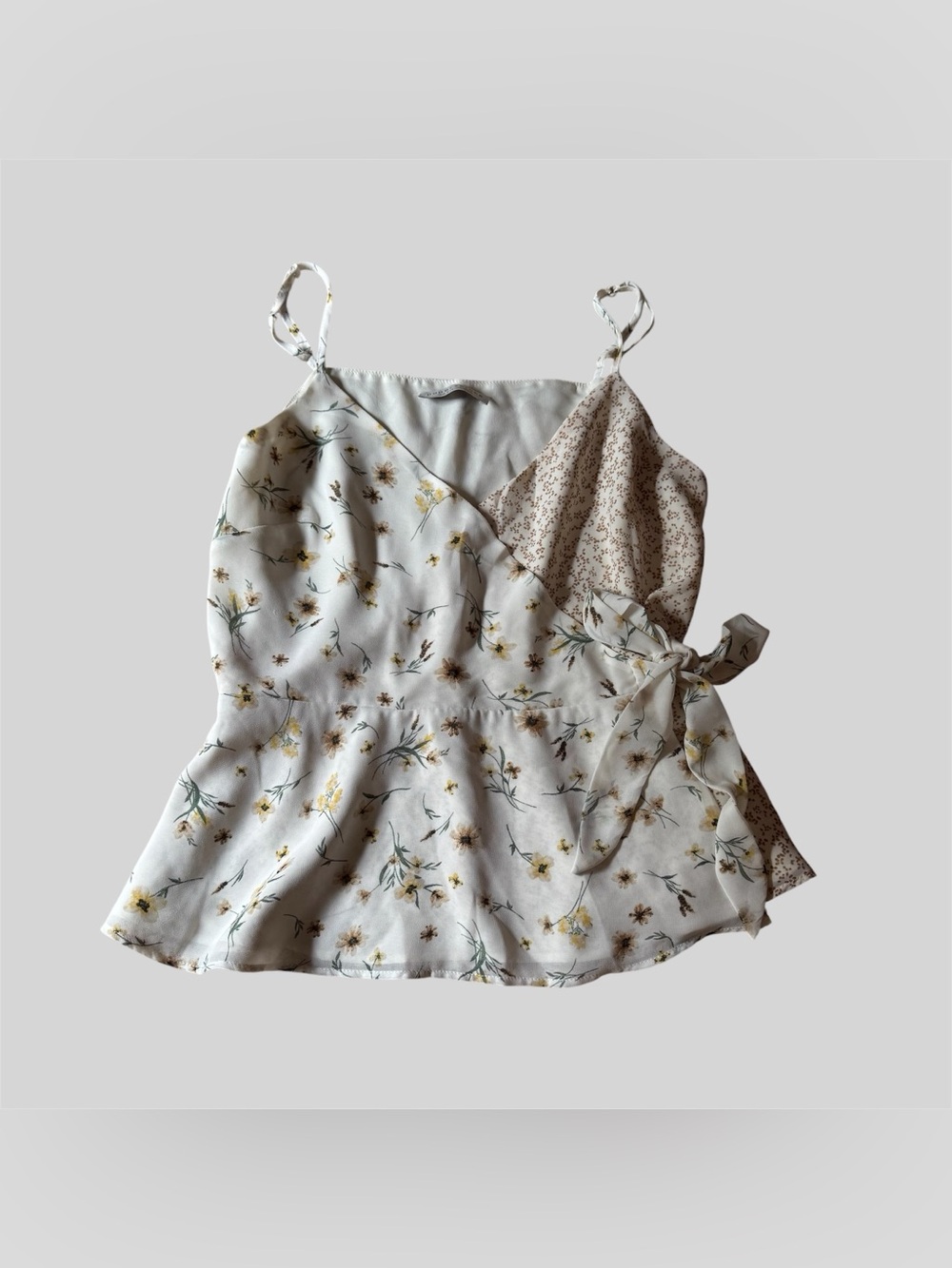 Junior’s Paper Crane Wrap-Front Camisole Blouse